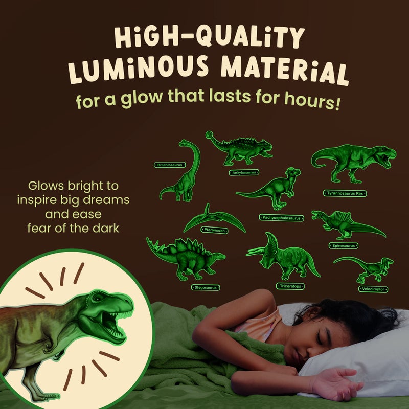 Rayliad Glow in The Dark Dinosaur Wall Stickers - 10 Large Bright Wall Decals for Bedroom Walls and Ceilings - for Boys Room and Girls Room - Set 1 - Image 5